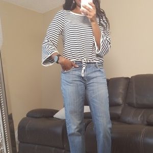 J. Crew  Stripe  wide sleeve sweater